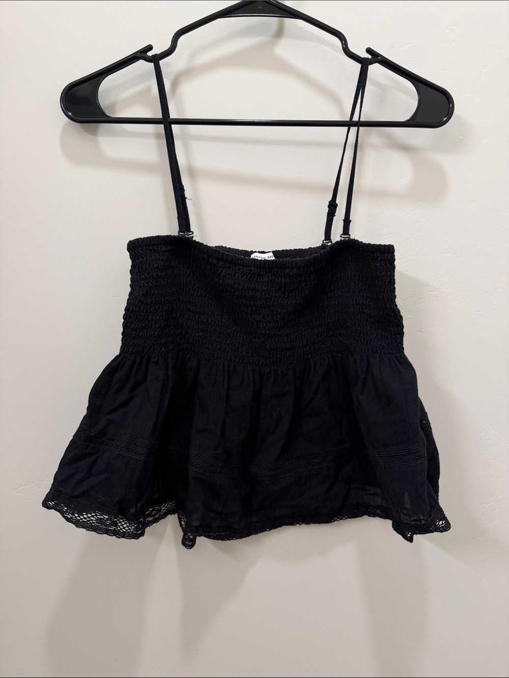 American Eagle Outfitters Black Smocked Flared Camisole
